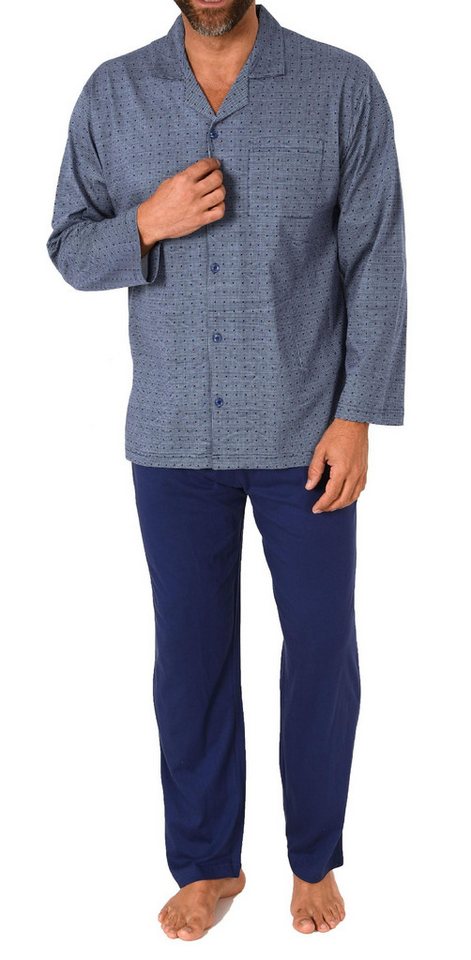 Normann Pyjama Herren Langarm Schlafanzug zum durchknöpfen, auch in Übergrössen