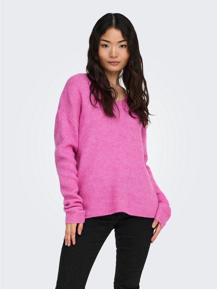 ONLY V-Ausschnitt-Pullover ONLCAMILLA V-NECK L/S PULLOVER KNT NOOS Materialmix, regular fit