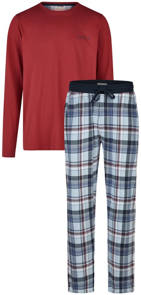 Phil & Co. Schlafanzug Easy Sleep (Set, 2 tlg., 2-teilig) Herren Pyjama lang Baumwolle Langarm Eingriffstaschen