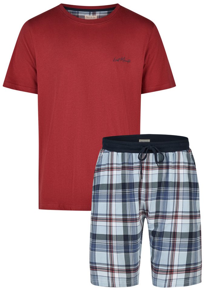 Phil & Co. Shorty Easy Sleep (Set, 2 tlg., 2-teilig) Herren Pyjama kurz Shorty Baumwolle Kurzarm Eingriffstaschen