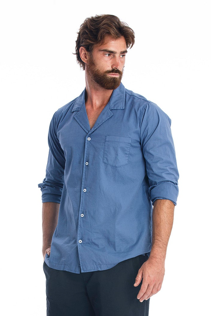 RAVENS VIEW IBIZA Herren vegan Hemd Daniele Indigoblau