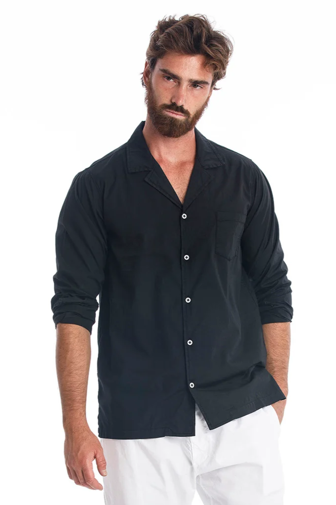 RAVENS VIEW IBIZA Herren vegan Hemd Daniele Schwarz