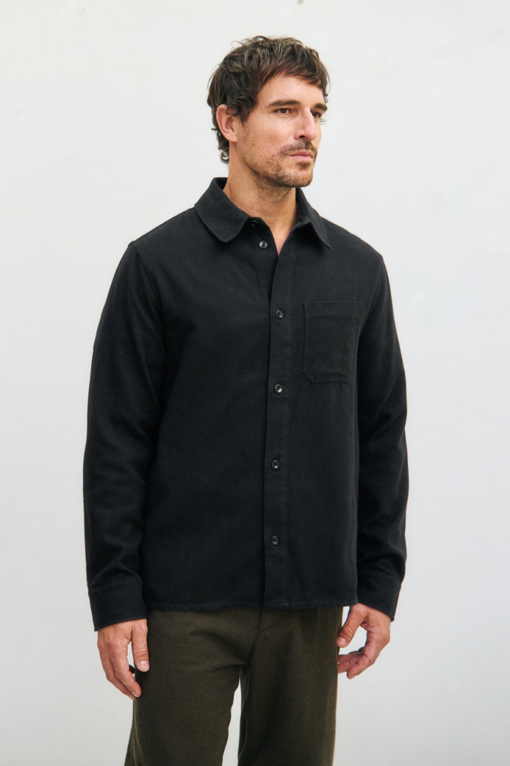 Rotholz Herren vegan Hemd Flanell Schwarz