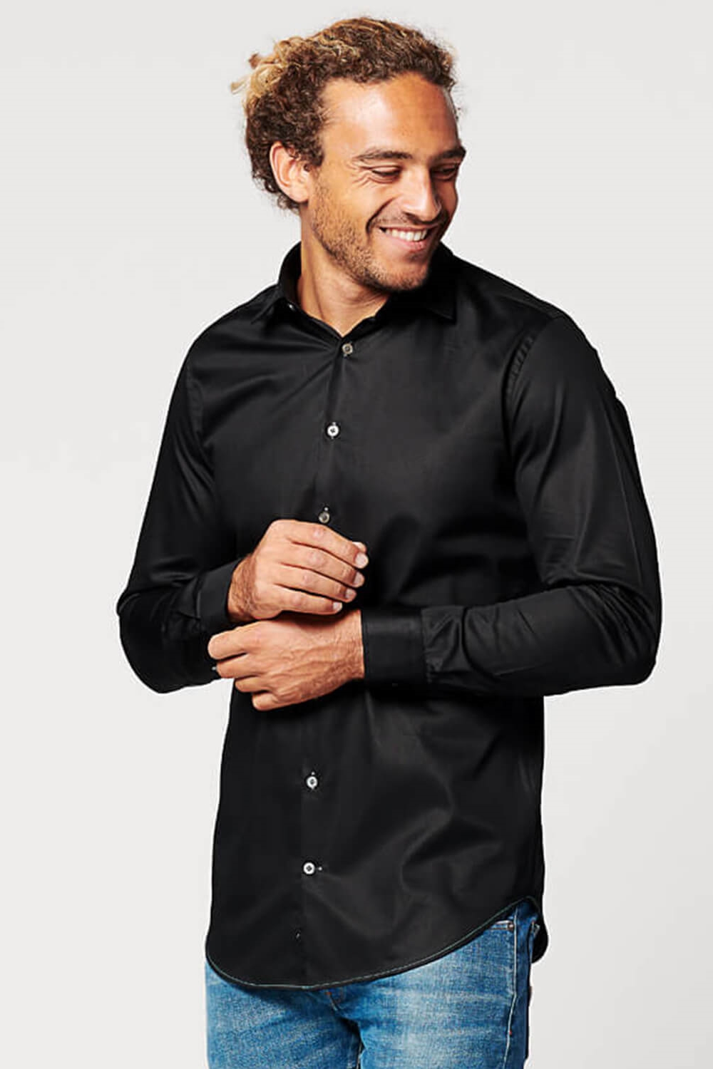 SKOT Herren vegan Hemd Slim Fit Kreisförmig Schwarz