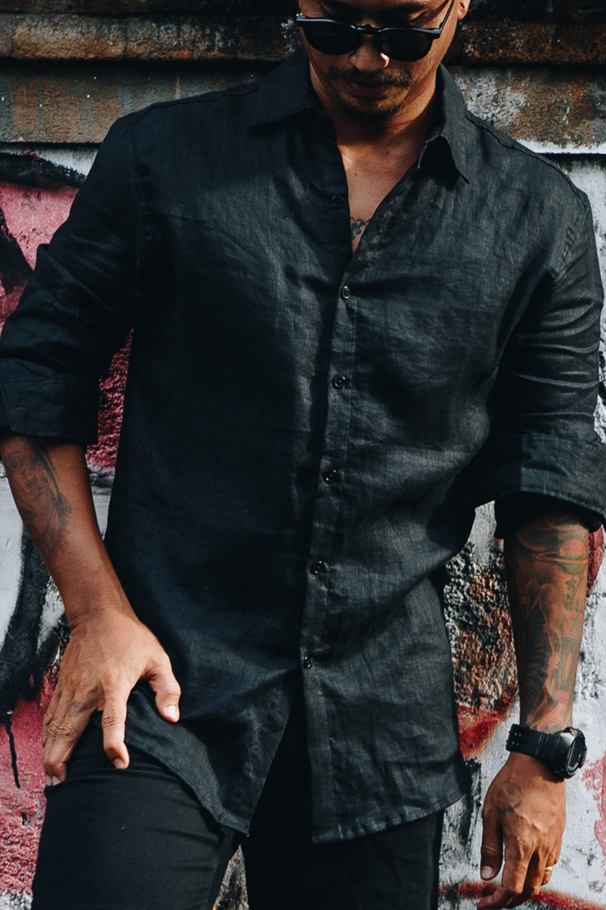 The Driftwood Tales Herren vegan Hemd Schwarz