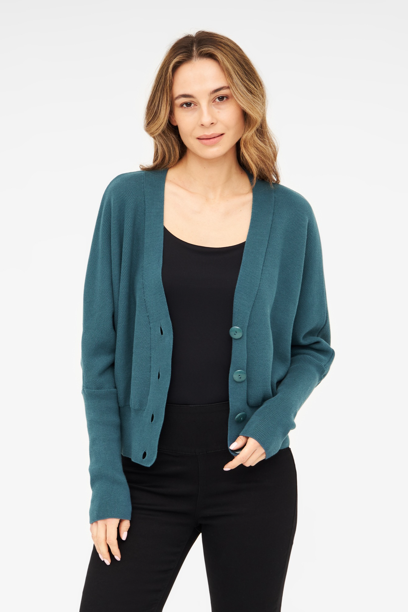 Widda Damen vegan Strickjacke Kara Petrol