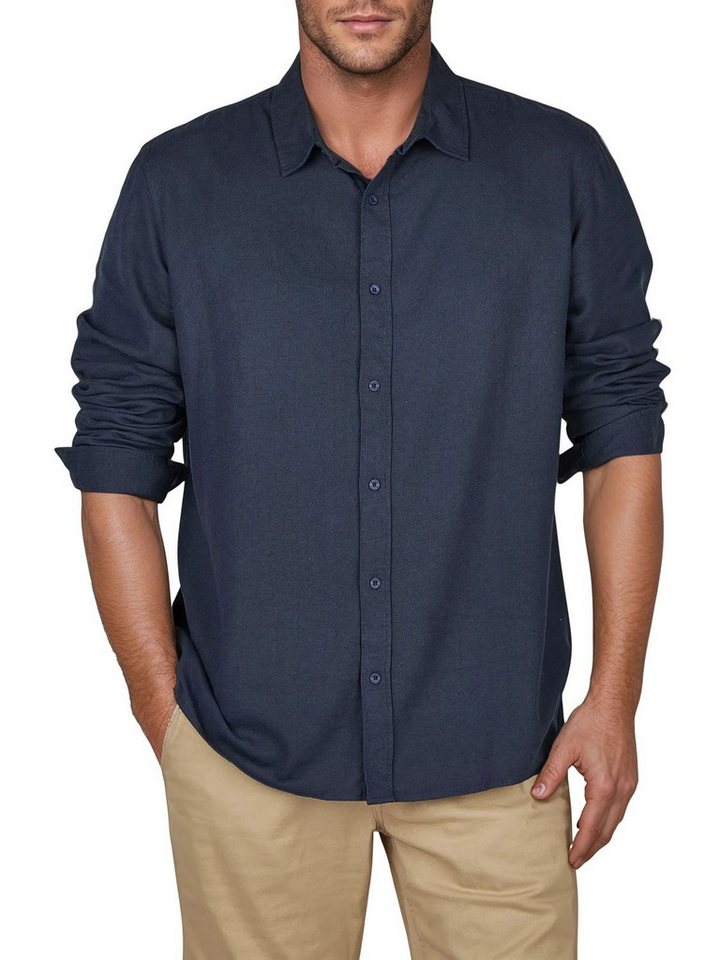 riverso Langarmhemd Herren Leinen Hemd RIVFabrizio Regular Fit (1-tlg)