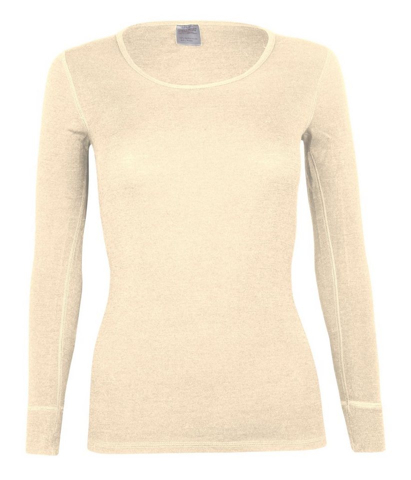wobera NATUR Unterhemd Langarmshirt/Unterhemd langer Arm für Damen mit Schurwolle&Seide